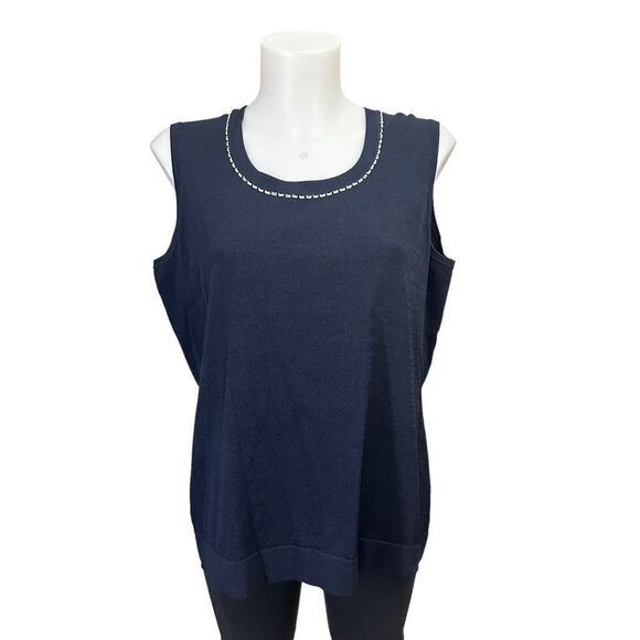 Elana by Tanner 2-Piece Cardigan & Tank‎ Navy Knit Set size 1 / Large NEW - Picture 4 of 12